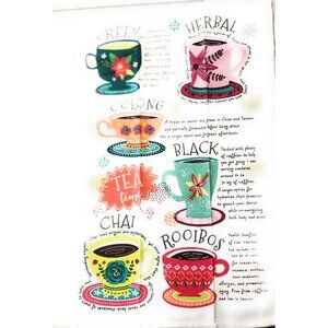 100% Cotton Colorful Printed Kitchen Towel Made in India (Tea Time Tea Towel)